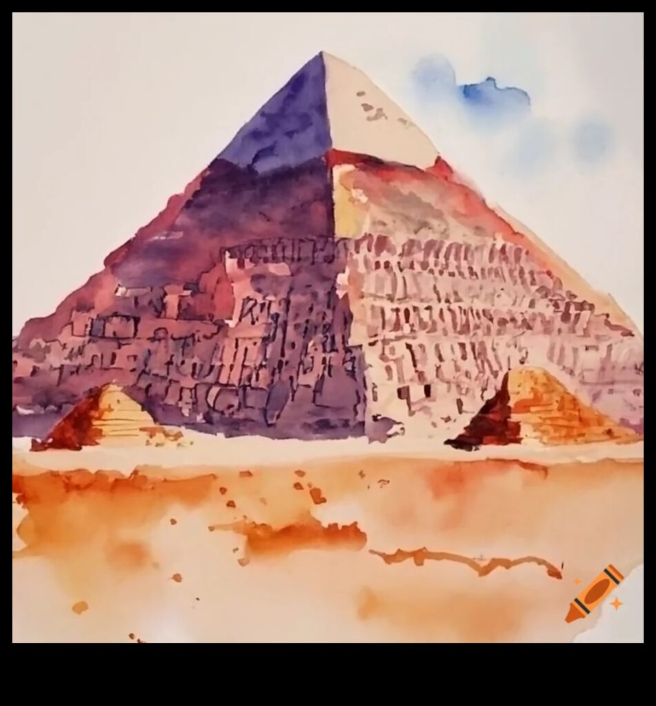 Pyramids in Paint A Timeless Depiction of Egyptian Monuments 1