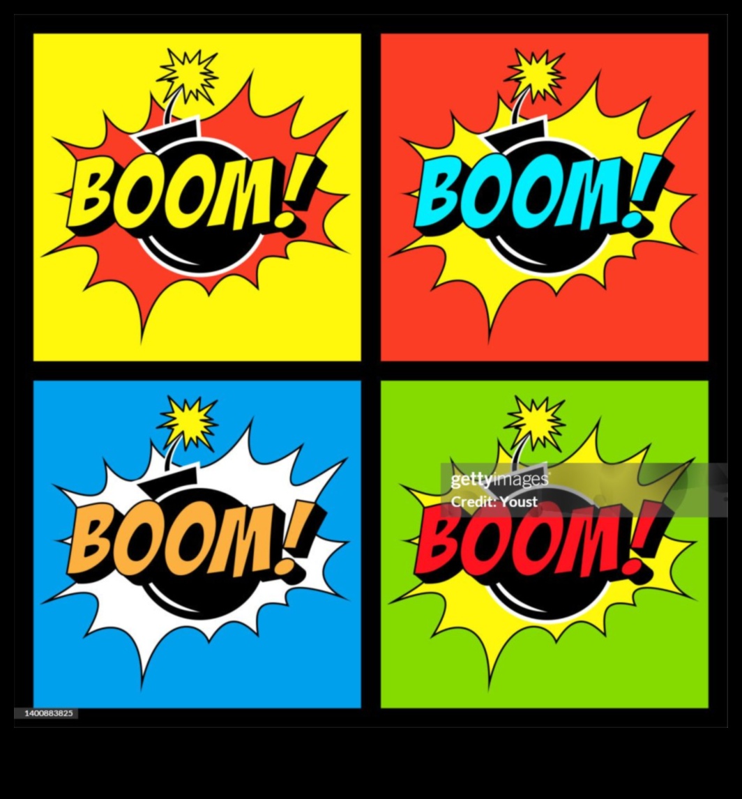Whiz Bang Boom: Explosive Energy in Pop Art Composition
